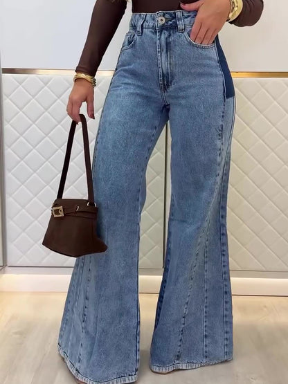 Jean évasé taille haute bleu clair tendance