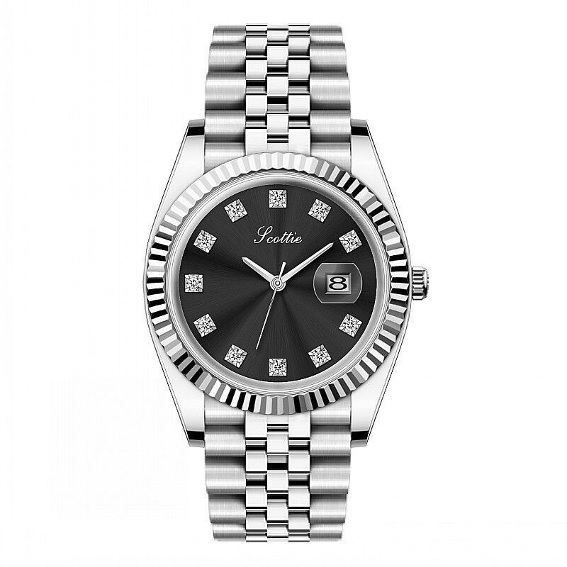 Montre femme simple et élégante en acier avec calendrier