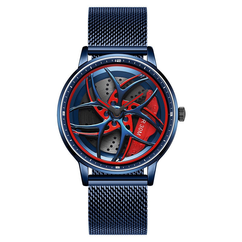 Reloj de cuarzo para hombre con correa giratoria y esfera de rueda