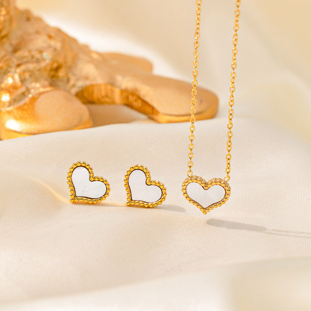 Juego de joyas de acero inoxidable para mujer: collar y pendientes