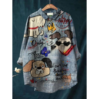 Chemise à imprimé animal numérique rétro de style européen et américain pour femmes