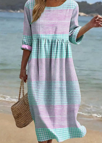 Robe ample à col rond pour femme, mode, manches longues, imprimé de qualité supérieure