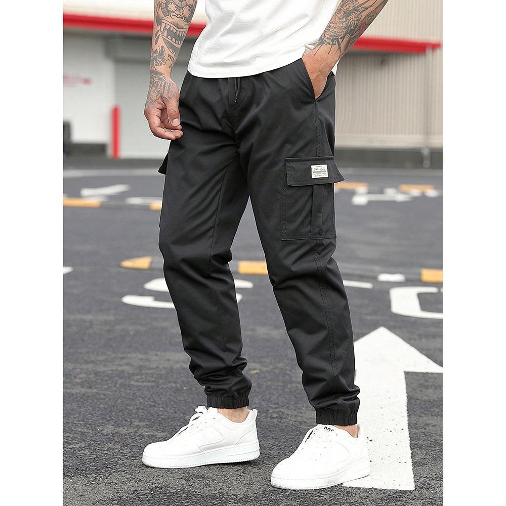 Men's Retro Drawstring Multi Pocket Workwear Casual Pants