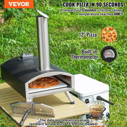 12Horno de pizza exterior portátil de pellets de madera de hierro pulverizado para camping