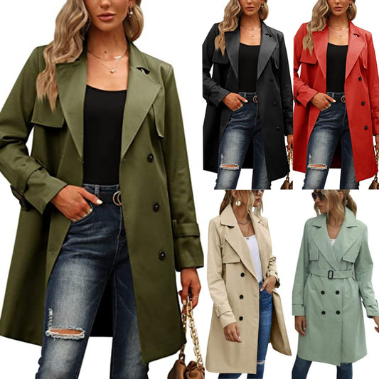 Manteau trench décontracté à double boutonnage, style européen et américain pour femme, collection automne