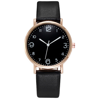 Montre à quartz en cuir pour femme, style décontracté, avec chiffres