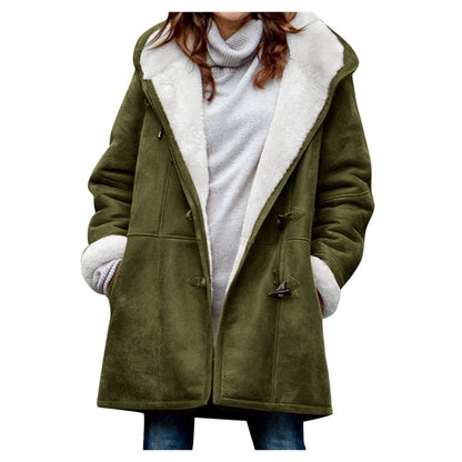 Manteau boutonnage hiver chaud à capuche avec poches Vêtements Femme