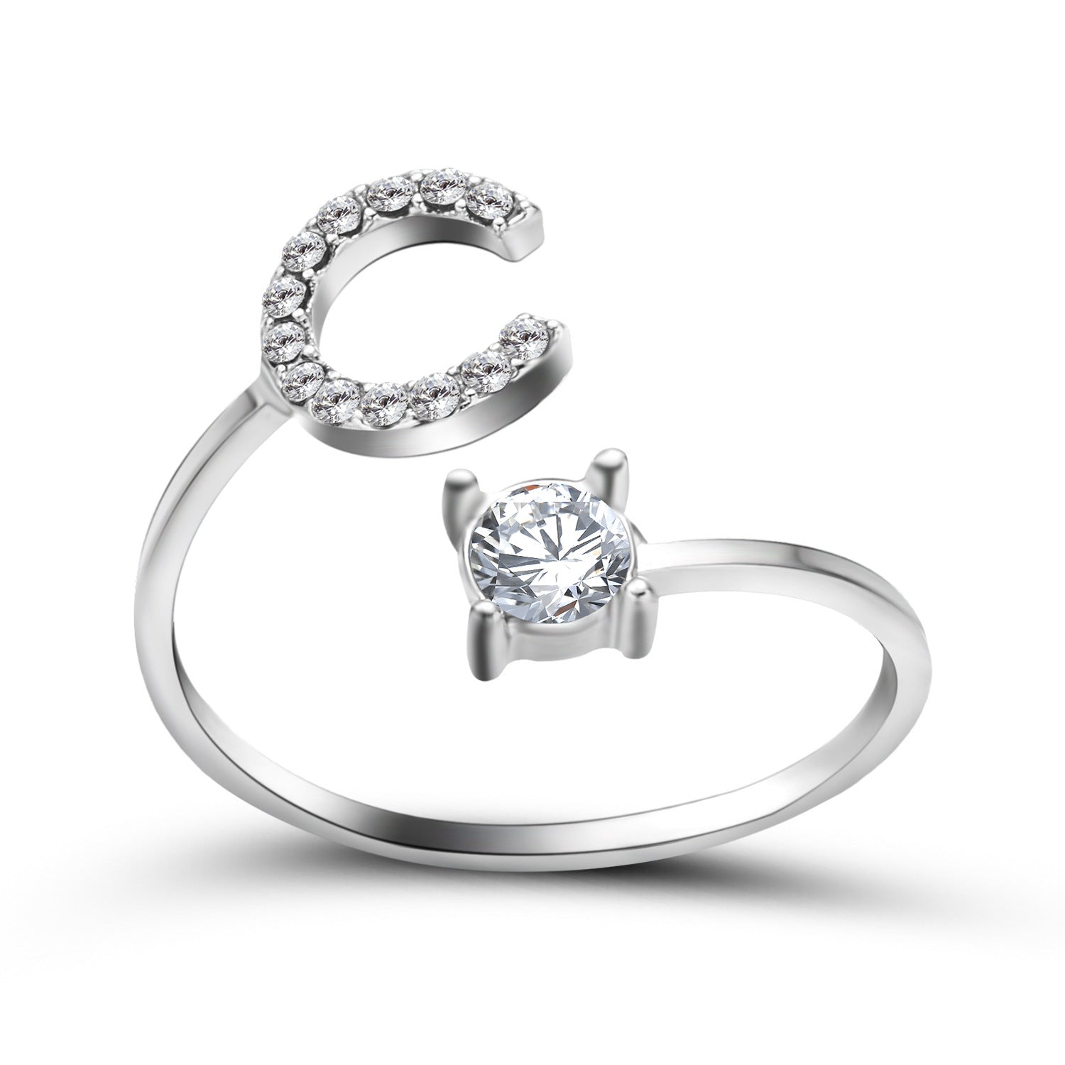 Anillo ajustable de nuevo diseño con 26 letras iniciales, joyería de moda para mujer, joyería simple y elegante