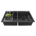 304 Handmade (45"x20"x10) Inch Stainless Steel Double Bowl Black Kitchen Sink With Tap Hole-0