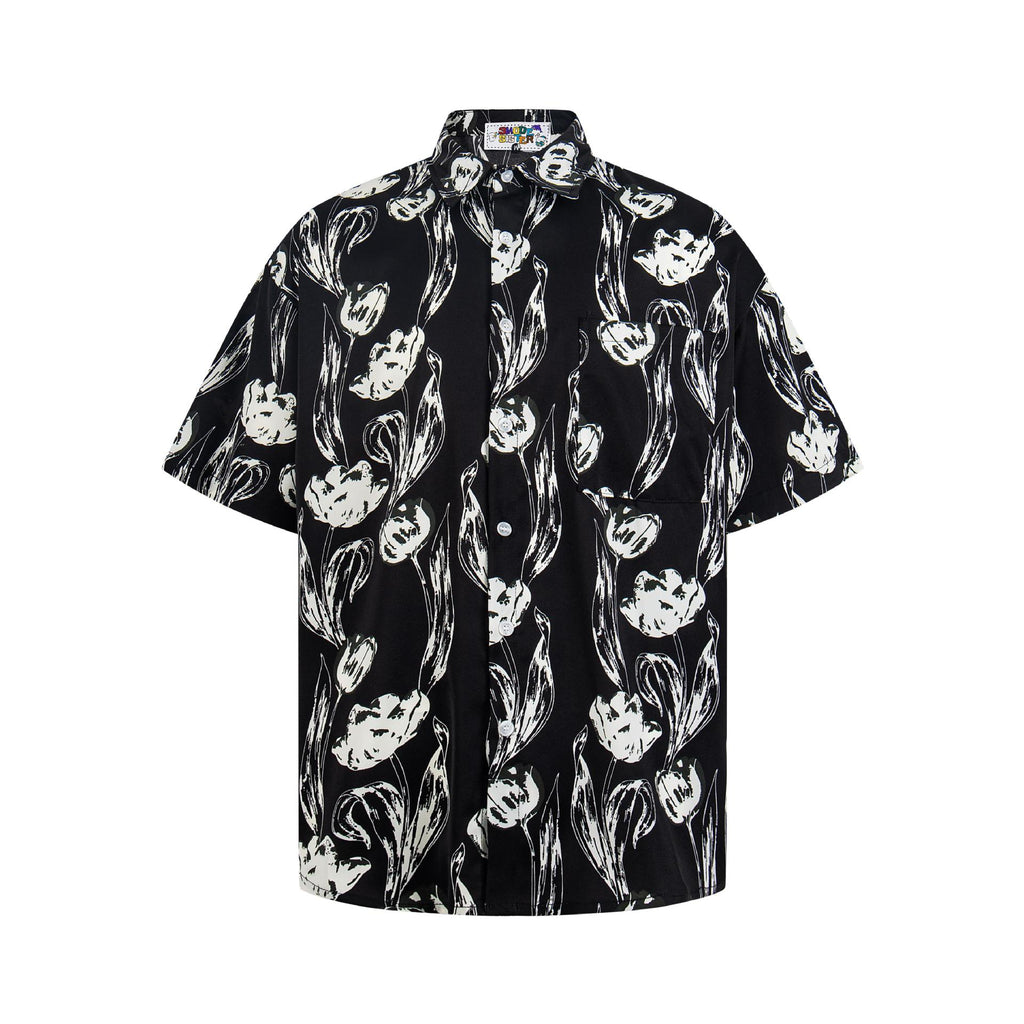 Floral printed short sleeved shirt