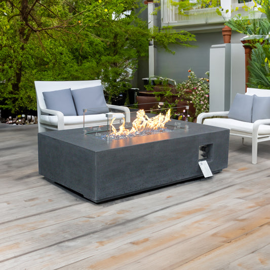 52 Inch Outdoor Concrete Propane gas rectangle Fire Pit table