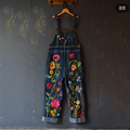 Combinaison en jean à imprimé floral vintage