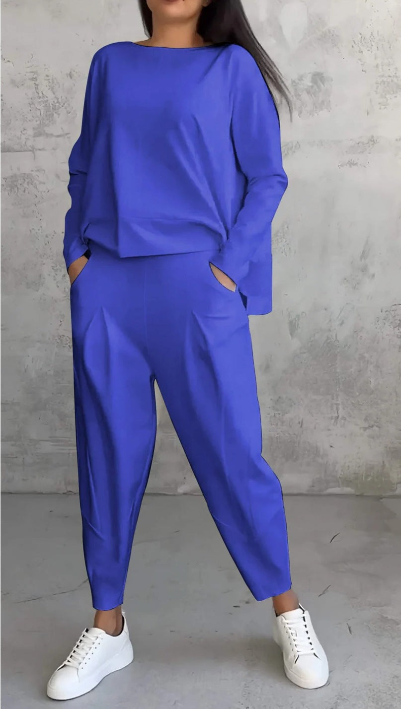 Ensemble Pull Femme Col Rond Ample Et Irrégulier À Manches Longues