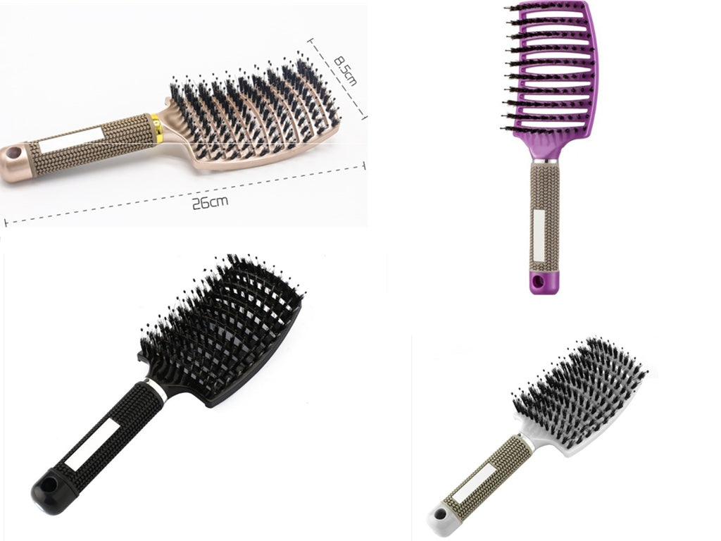 Cepillo para el cabello antinudos Brushy, desenredante para mujer, cerdas de nailon, masajeador de cuero cabelludo, peine para el cabello