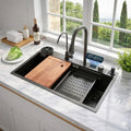 (30 x 18 x 10) Inch Black 304 Piano 2 keys Smart Kitchen Sink-0