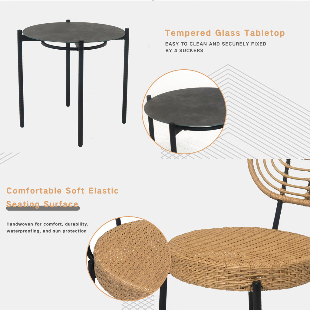 3 piezas de muebles de mimbre de lujo para exterior