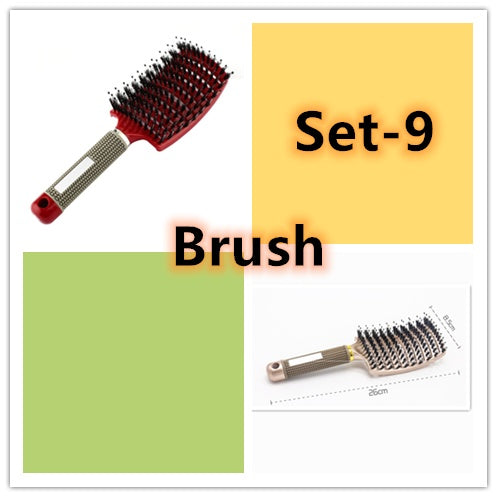 Cepillo para el cabello antinudos Brushy, desenredante para mujer, cerdas de nailon, masajeador de cuero cabelludo, peine para el cabello