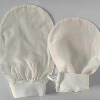 Silk exfoliating face wash and beauty towel, soft and exfoliating, bath and scrubbing, silk bath and face wash gloves by eprolo