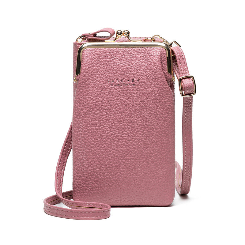 Bolso de Hombro Diagonal de Color Sólido con Patrón Lichi a la Moda