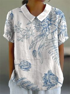 Camiseta de manga corta estilo retro floral y lindo