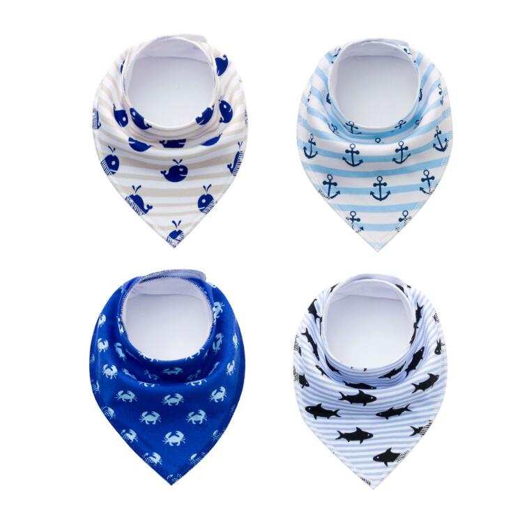 Lot de 4 bavoirs imprimés flèche vague triangle, accessoires bavoir bandana en coton pour bébé