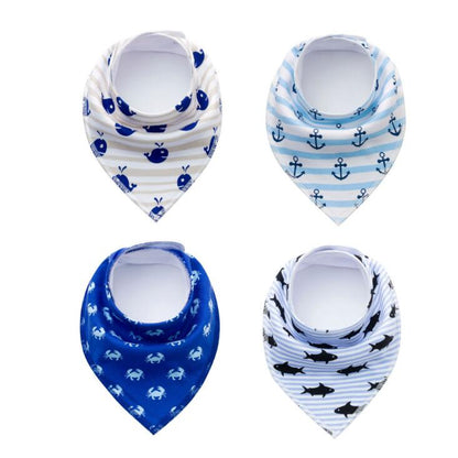 Lot de 4 bavoirs imprimés flèche vague triangle, accessoires bavoir bandana en coton pour bébé