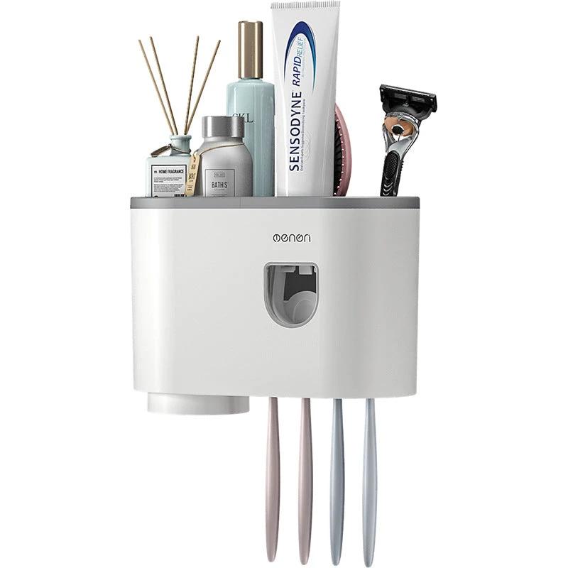 Creative Single Cup Lazy Man Automatic Toothpaste Squeezer Adhesive Toothbrush Holder Bathroom Mouthwash Cup Toothware Box Set by eprolo