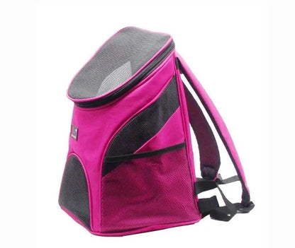 Premium Breathable Pets Travel Backpack Carrier AdTec pink with black mesh panels