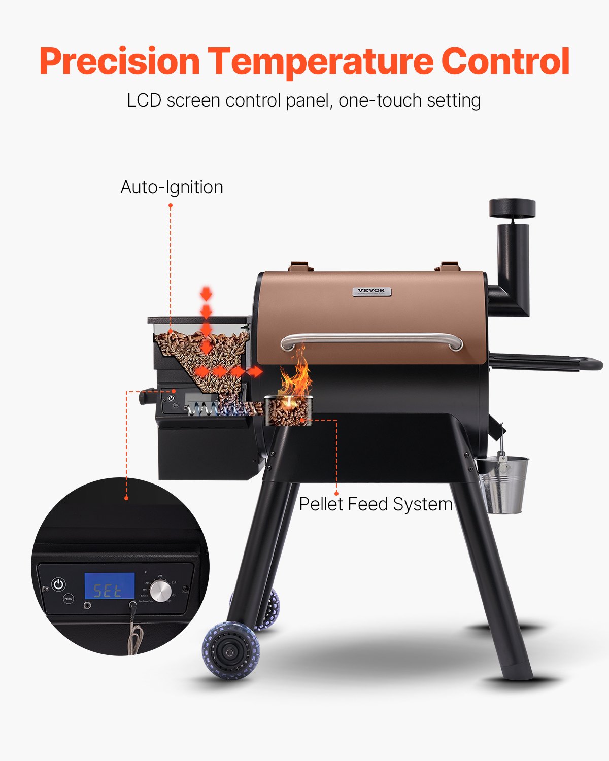 Parrilla de pellets de madera Ahumador Parrillas eléctricas para barbacoa de exterior