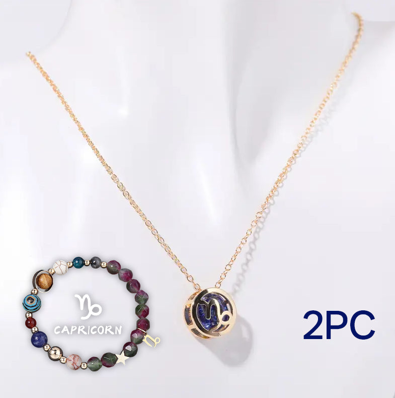 Parure de collier et bracelet en perles de pierre naturelle