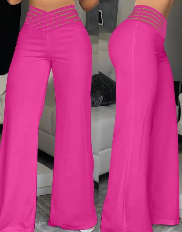 Pantalon micro-évasé à ceinture ajourée