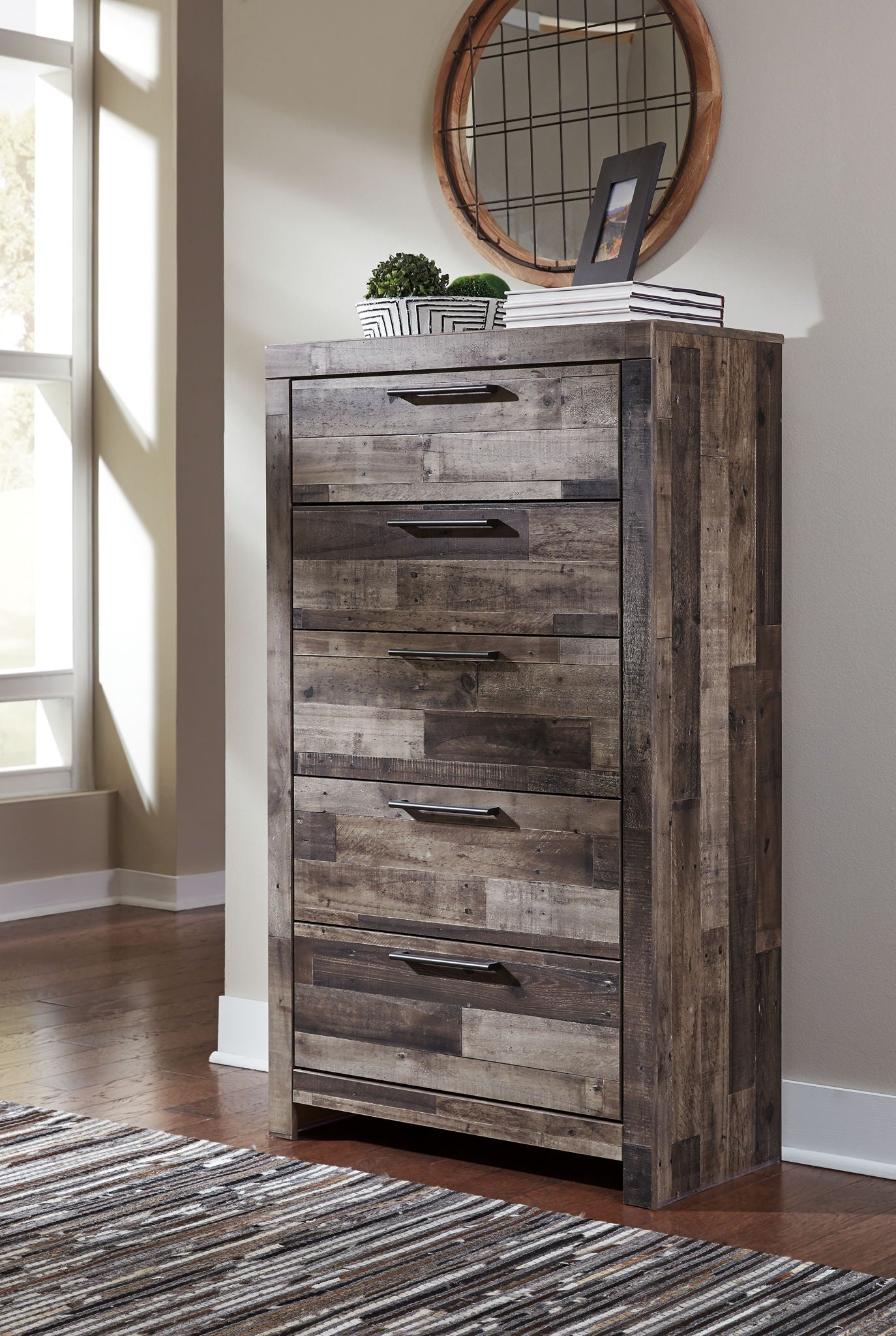 Derekson - Five Drawer Chest - Multi Gray-1