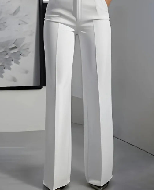 Pantalon minimaliste blanc en polyester pour femme