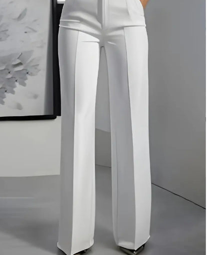 Pantalon minimaliste blanc en polyester pour femme
