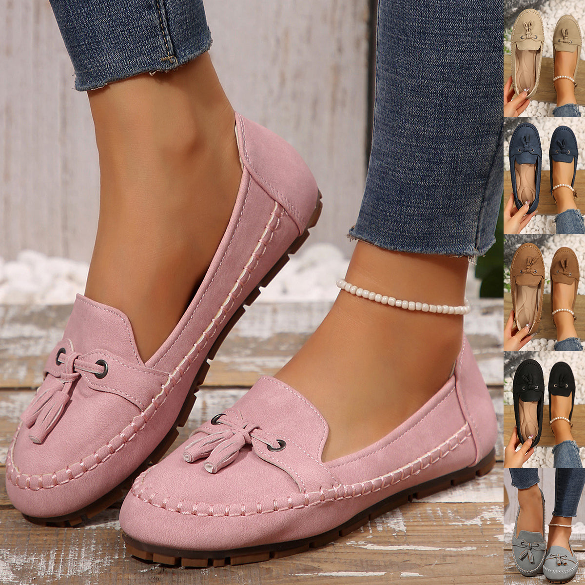Mocassins ronds pour femmes Tendance Antidérapants Souples Confortables