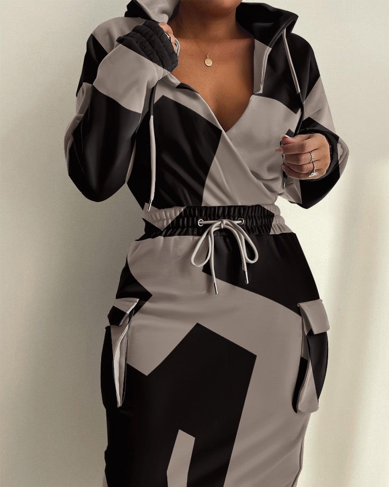Robe Imprimée à Poches Latérales pour Femme