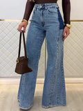 Jean évasé taille haute bleu clair tendance