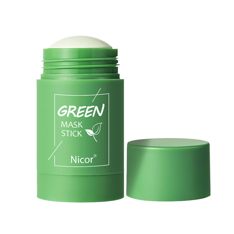 Masque Nettoyant au Thé Vert en Stick Purifiant Contrôle Sébum Anti-Acné Blanchissant Masque aux Algues Soin de la Peau