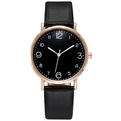 Montre à quartz en cuir pour femme, style décontracté, avec chiffres