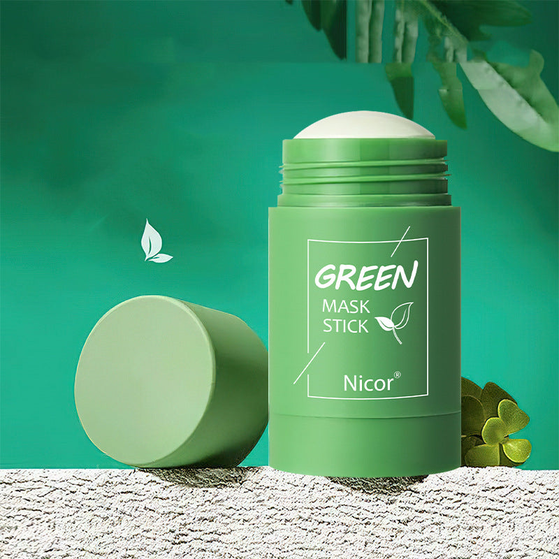 Masque Nettoyant au Thé Vert en Stick Purifiant Contrôle Sébum Anti-Acné Blanchissant Masque aux Algues Soin de la Peau