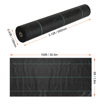 Malla antihierbas de alta resistencia, prémium, de 0,9 m x 15,2 m para jardinería