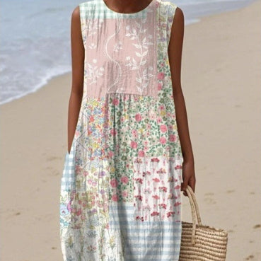 Robe à taille élastique imprimée pour femme tendance