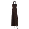 Pure Color Split Backless Elegant Streamer Dress