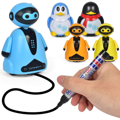 Stylo Robot Animal de Compagnie Magique à Ligne Dessinée, Suivi Inductif d'Animaux, Piste Noire, Course Automatique