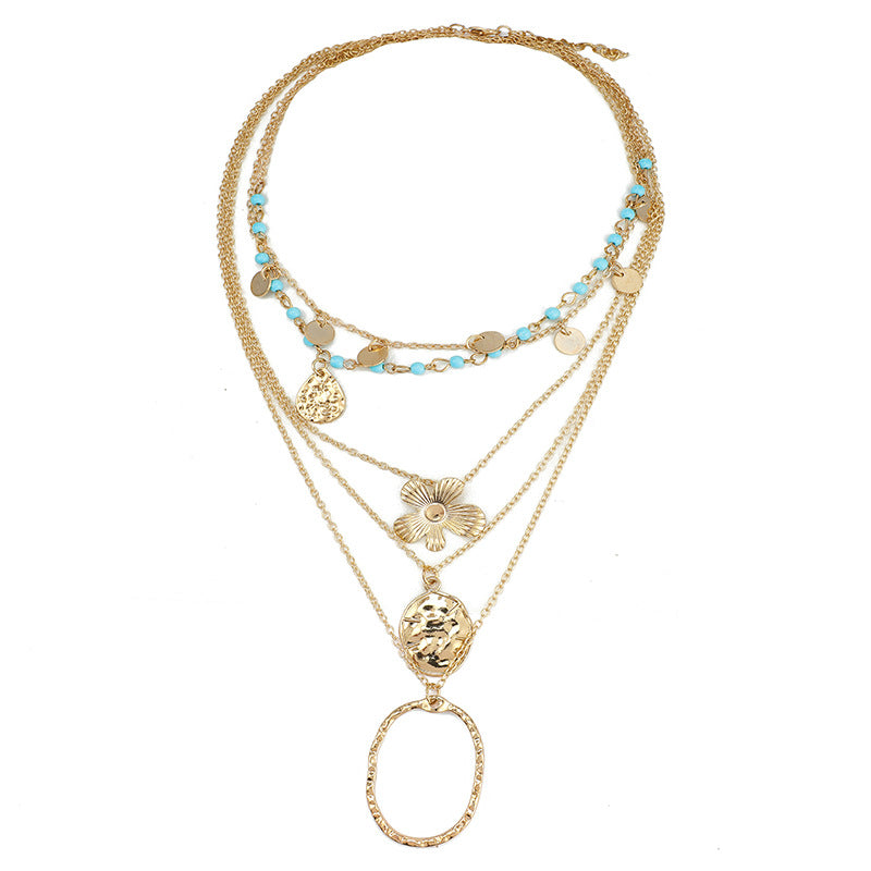 Oval Flower Turquoise Necklace