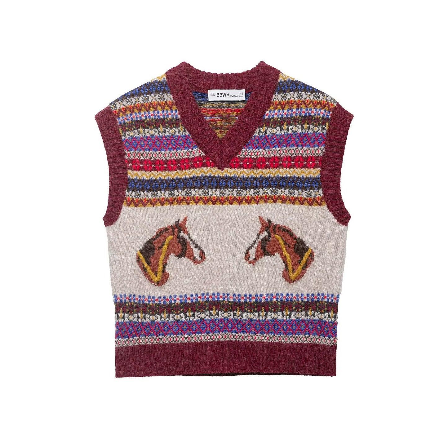 Chaleco de punto jacquard para mujer
