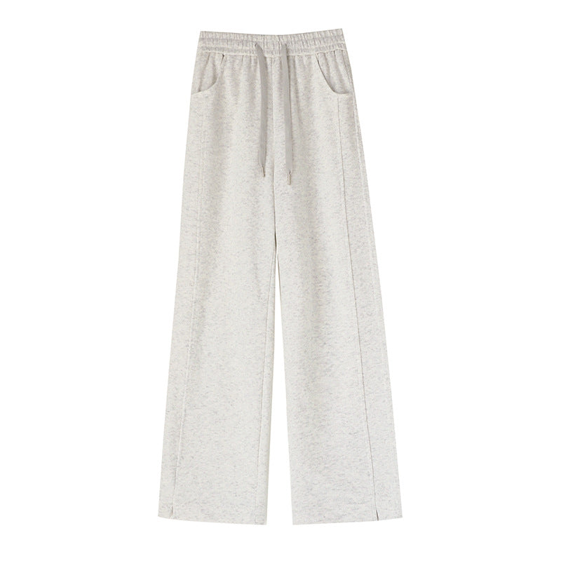 Pantalon de survêtement taille haute, long, fin, droit et ample pour le sport et les loisirs