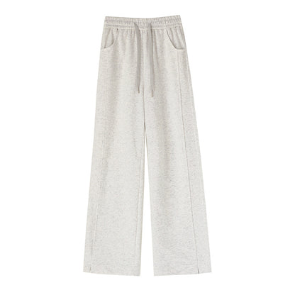 Pantalon de survêtement taille haute, long, fin, droit et ample pour le sport et les loisirs