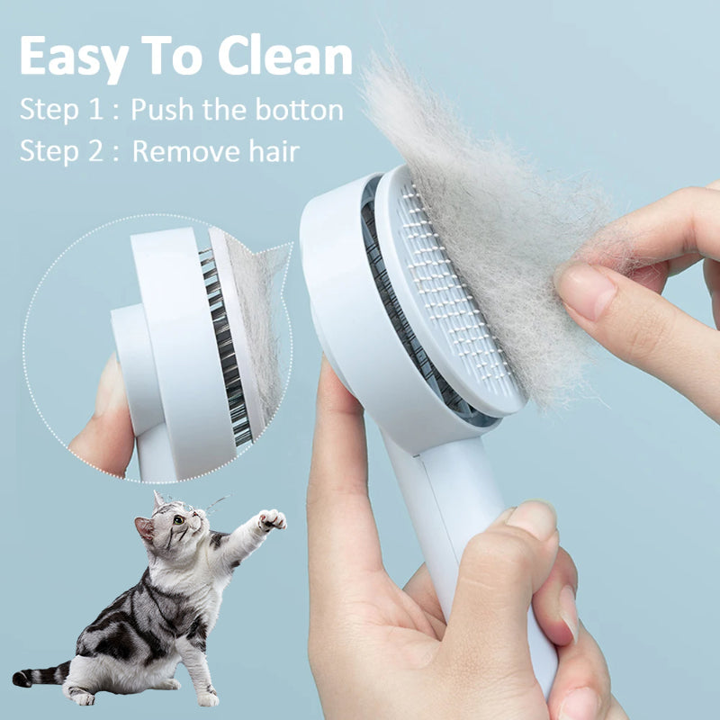 Cepillo de aguja para mascotas removedor de pelo para perros y gatos. Peine autolimpiante de masaje para mascotas. Suministros de aseo.