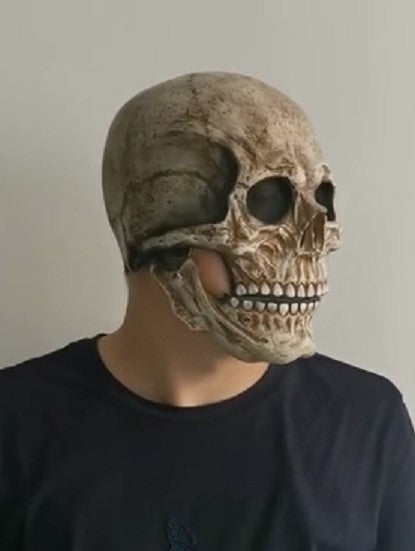 Máscara de calavera completa con mandíbula móvil, máscara de calavera de esqueleto 3D, máscara de horror para adultos, disfraz de cosplay